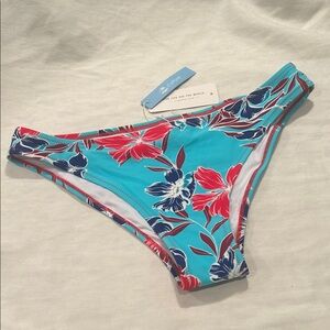 Cupshe Tropical Floral Bikini Bottom - Teal and Red